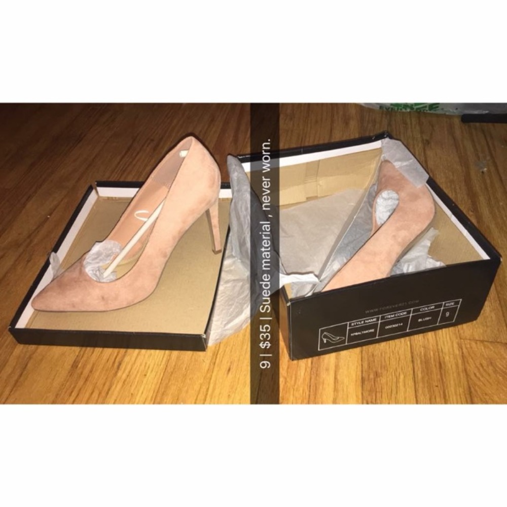Blush colored suede heels